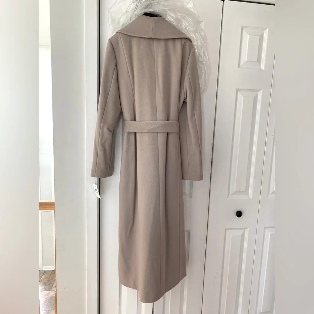 NEW! COLE HAAN WOOL BLEND LONG BELTED WRAP TRENCH COAT | SIZE 8 - Picture 3 of 12